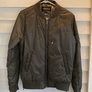 Steve Madden Stars & Zippers Olive Green Coat Size Large